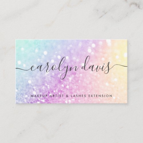 Pretty Holographic Glitter Girly Glamorous Business Card