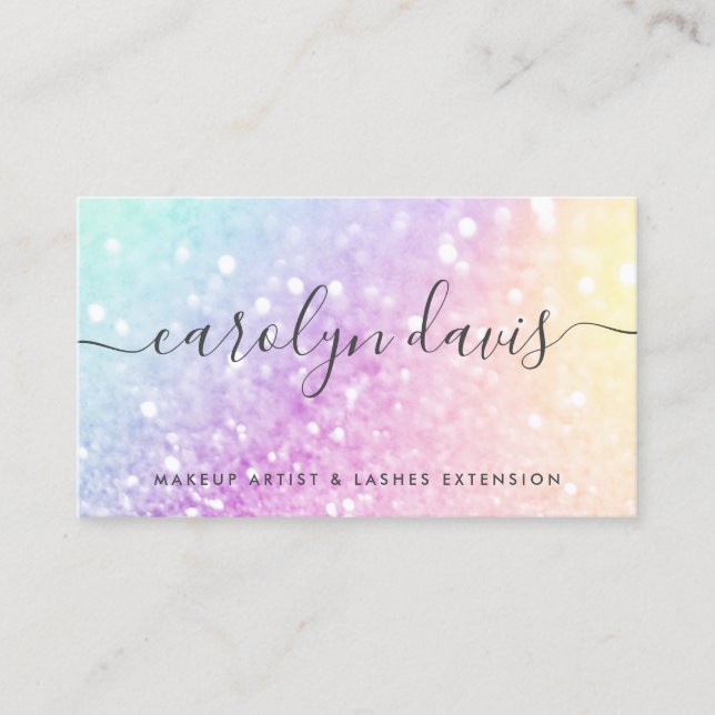 Pretty Holographic Glitter Girly Glamorous Business Card (Front)
