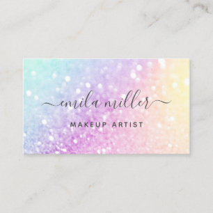 Pretty Holographic Glitter Girly Glamorous Business Card