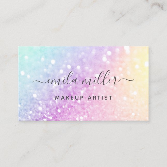 Pretty Holographic Glitter Girly Glamorous Business Card (Front)