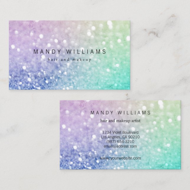 Pretty Holographic Glitter Girly Glamorous Business Card (Front/Back)