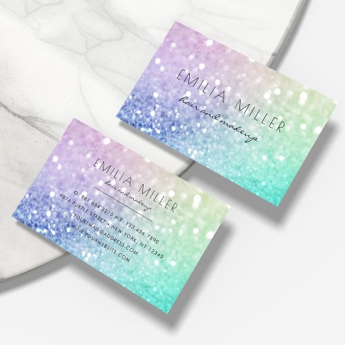 Pretty Holographic Glitter Girly Glamorous Business Card