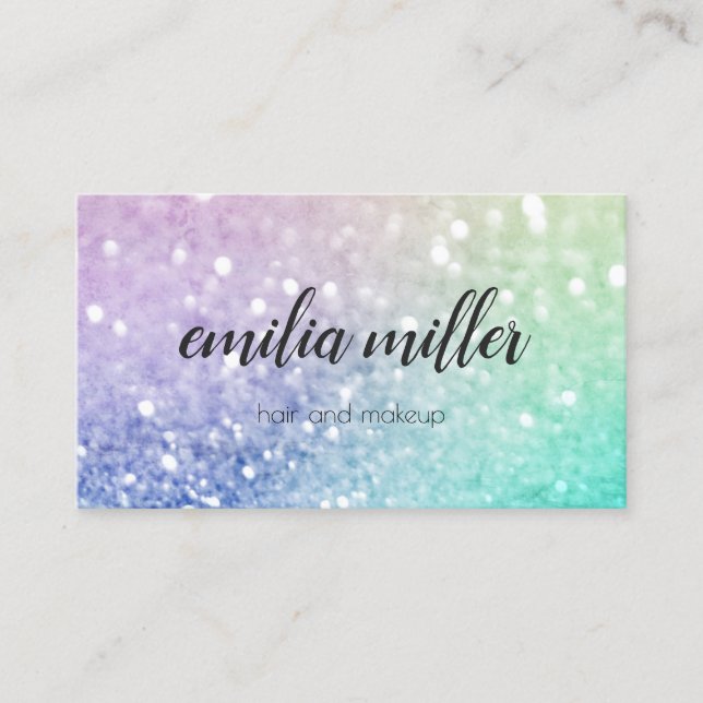 Pretty Holographic Glitter Girly Glamorous Business Card (Front)