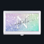Pretty Holographic Glitter Girly Glamorous Business Card Case<br><div class="desc">Easily personalize this elegant colorful bokeh glitter pattern with your custom details.</div>