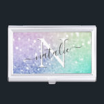 Pretty Holographic Glitter Girly Glamorous Business Card Case<br><div class="desc">Easily personalize this elegant colorful bokeh glitter pattern with your custom details.</div>