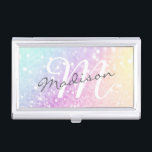 Pretty Holographic Glitter Girly Glamorous Business Card Case<br><div class="desc">Easily personalize this elegant colorful bokeh glitter pattern with your custom details.</div>