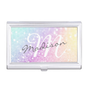 Pretty Holographic Glitter Girly Glamorous Business Card Case