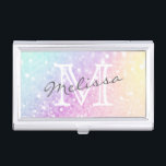 Pretty Holographic Glitter Girly Glamorous Business Card Case<br><div class="desc">Easily personalize this elegant colorful bokeh glitter pattern with your custom details.</div>