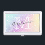 Pretty Holographic Glitter Girly Glamorous Business Card Case<br><div class="desc">Easily personalize this elegant colorful bokeh glitter pattern with your custom details.</div>