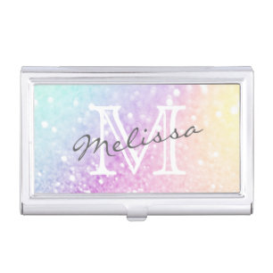 Pretty Holographic Glitter Girly Glamorous Business Card Case