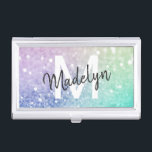Pretty Holographic Glitter Girly Glamorous Business Card Case<br><div class="desc">Easily personalize this elegant colorful bokeh glitter pattern with your custom details.</div>