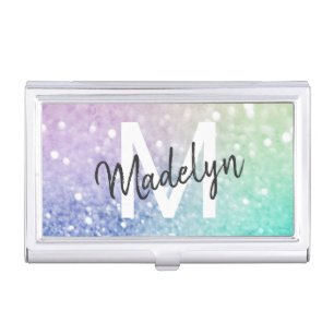 Pretty Holographic Glitter Girly Glamorous Business Card Case