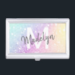 Pretty Holographic Glitter Girly Glamorous Business Card Case<br><div class="desc">Easily personalize this elegant colorful bokeh glitter pattern with your custom details.</div>
