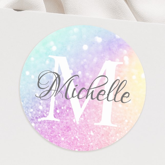 Pretty Holographic Glitter Girly Glamorous Classic Round Sticker (Creator Uploaded)