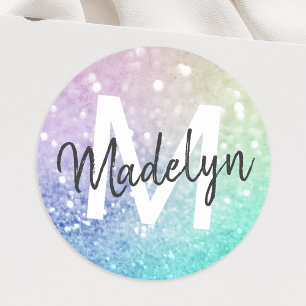 Pretty Holographic Glitter Girly Glamorous Classic Round Sticker