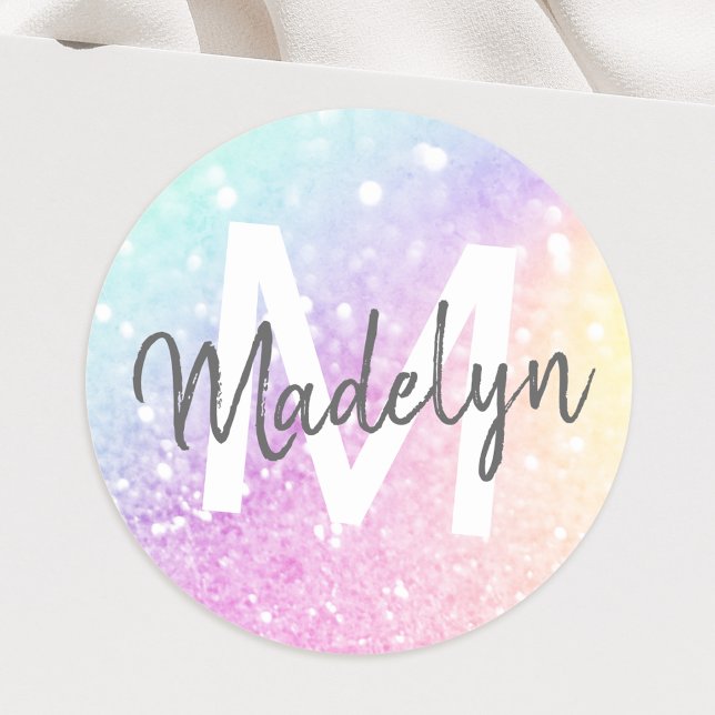 Pretty Holographic Glitter Girly Glamorous Classic Round Sticker (Creator Uploaded)