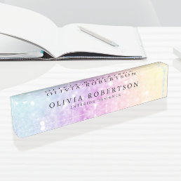 Pretty Holographic Glitter Girly Glamorous Desk Name Plate