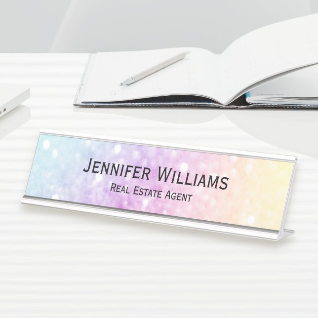 Pretty Holographic Glitter Girly Glamorous Desk Name Plate (Creator Uploaded)