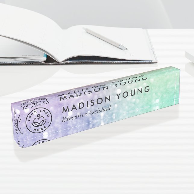 Pretty Holographic Glitter Girly Glamorous Desk Name Plate (Creator Uploaded)