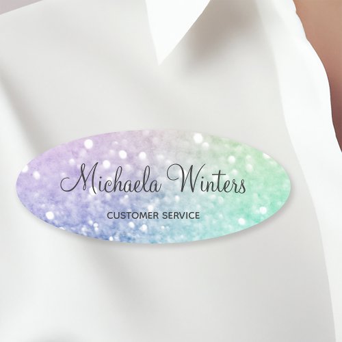 Pretty Holographic Glitter Girly Glamorous Name Tag