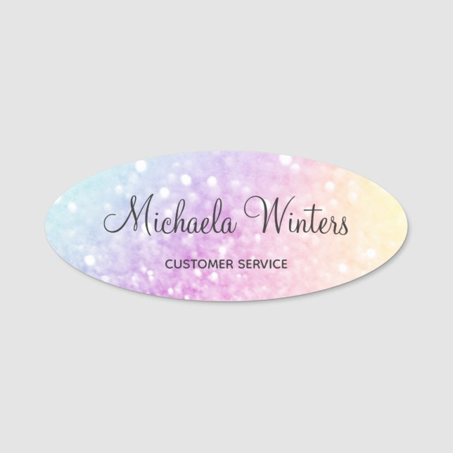 Pretty Holographic Glitter Girly Glamorous Name Tag (Front)