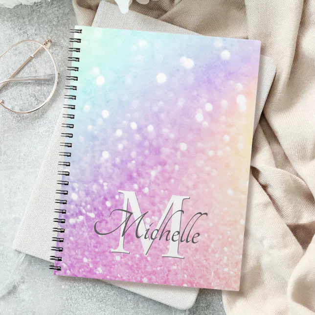 Pretty Holographic Glitter Girly Glamorous Notebook | Zazzle