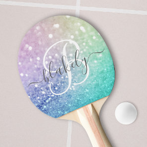 Pretty Holographic Glitter Girly Glamorous Ping Pong Paddle