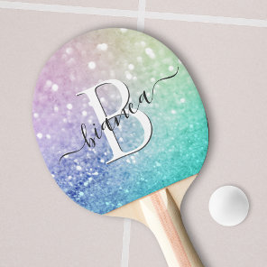 Pretty Holographic Glitter Girly Glamorous Ping Pong Paddle