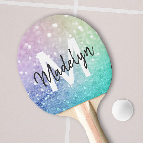 Pretty Holographic Glitter Girly Glamorous Ping Pong Paddle
