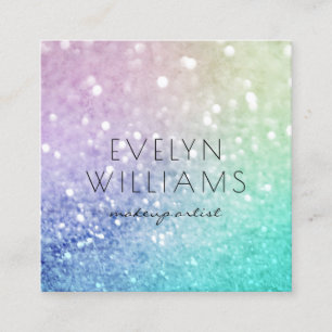 Pretty Holographic Glitter Girly Glamorous Square Business Card