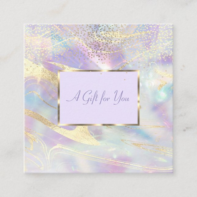 Pretty Holographic,Opal,Frame,Confetti  Discount Card (Front)