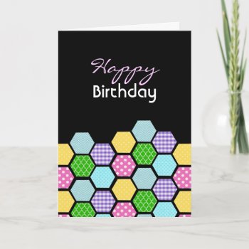 Pretty Honeycomb Hexagon Pattern Birthday Card by PeachyPrints at Zazzle