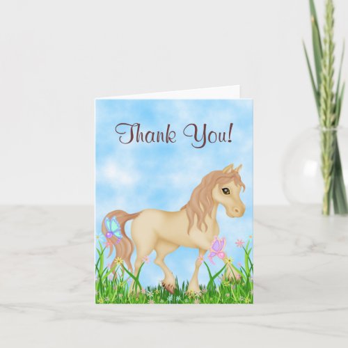 Pretty Horse and Butterflies Thank You Card
