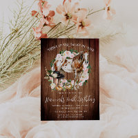 Pretty Horse and Flowers on Rustic Wood Birthday  Invitation