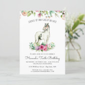 Pretty Horse and Flowers | Rustic Wood Birthday Invitation (Standing Front)