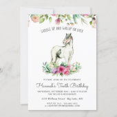 Pretty Horse and Flowers | Rustic Wood Birthday Invitation (Front)