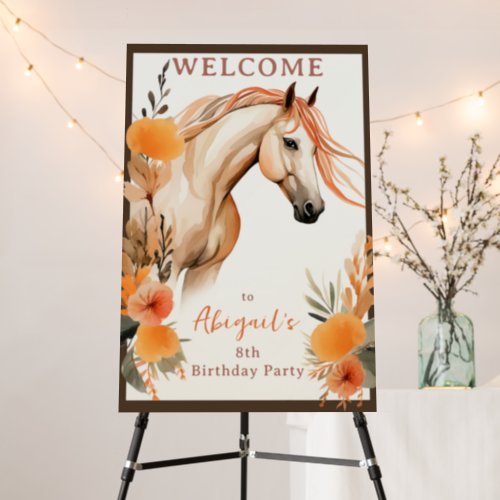 Pretty Horse and Peach Flowers Birthday Welcome Foam Board