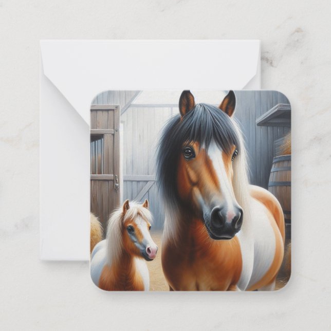 Pretty Horse and Pony Note Card (Front)