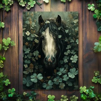 Pretty Horse and Shamrocks St Patrick's Day