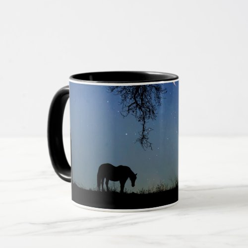 Pretty Horse and Starry Night with Oak Trees Mug