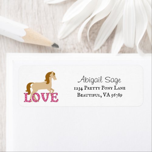 Pretty Horse and Word Love Valentines Day Address Label