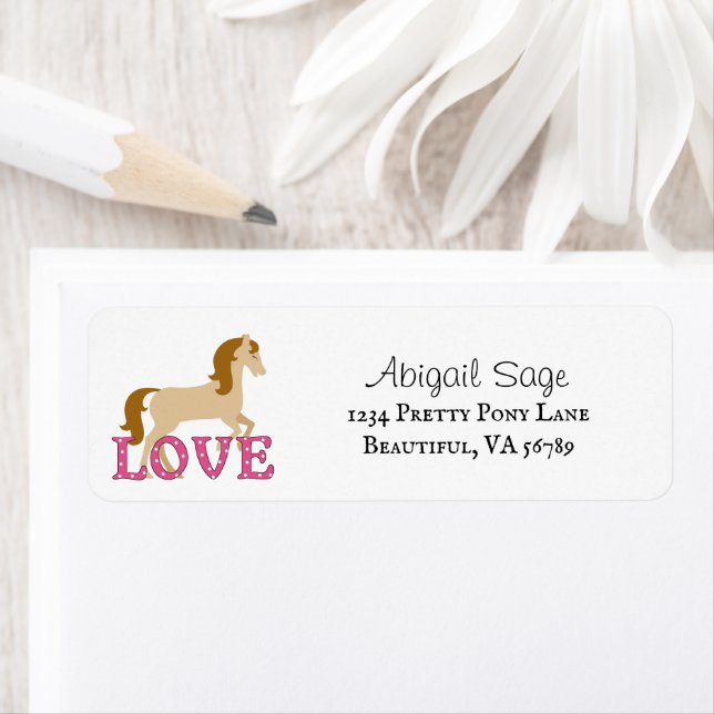 Pretty Horse and Word Love Valentine's Day Address Label (Insitu)