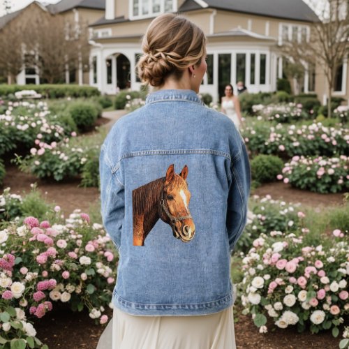 Pretty Horse Animal Equestrian Stables Girl Denim Jacket