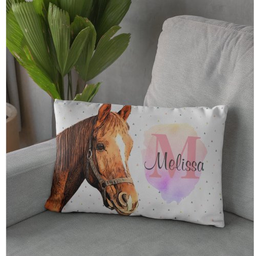 Pretty Horse Animal Equestrian Stables Monogram  Accent Pillow