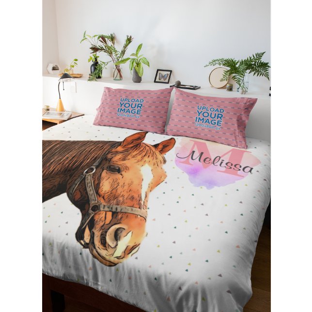 Pretty Horse Animal Equestrian Stables Monogram Duvet Cover (Creator Uploaded)