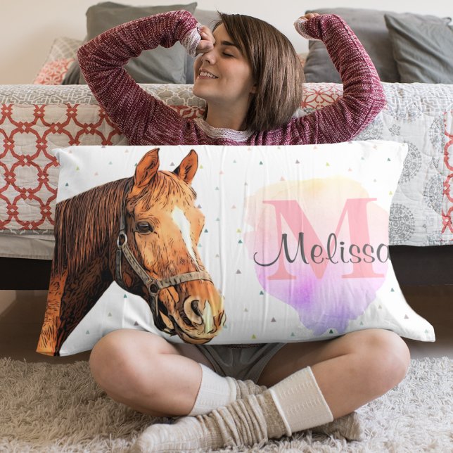 Pretty Horse Animal Equestrian Stables Monogram Pillow Case (Creator Uploaded)