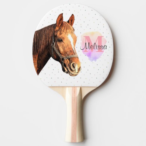 Pretty Horse Animal Equestrian Stables Monogram Ping Pong Paddle