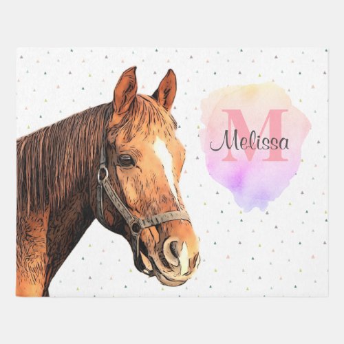 Pretty Horse Animal Equestrian Stables Monogram Rug