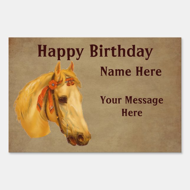 Pretty Horse Face Happy Birthday Sign (Front)