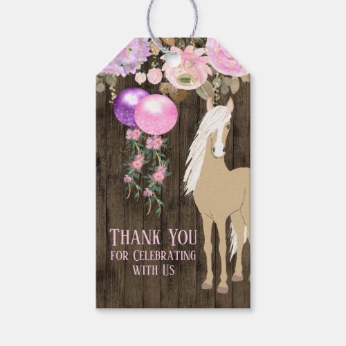 Pretty Horse Floral Barnwood Birthday Favor Tag